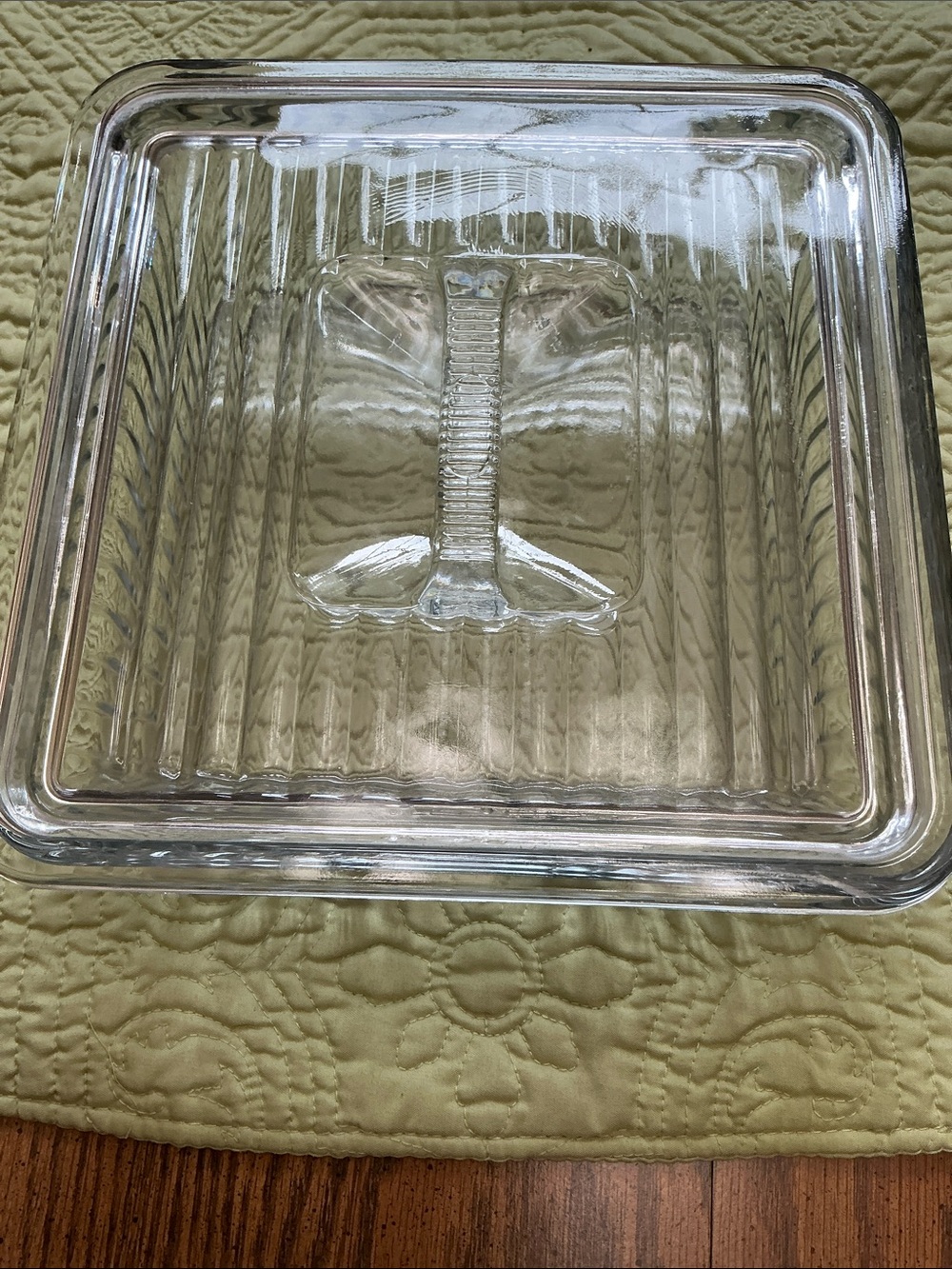 Anchor Hocking 1932 Vintage Design Ribbed Square Refrigerator Dish with Lid